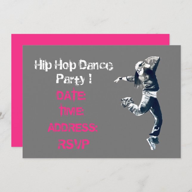 Hip Hop dance party Invitation (Front/Back)