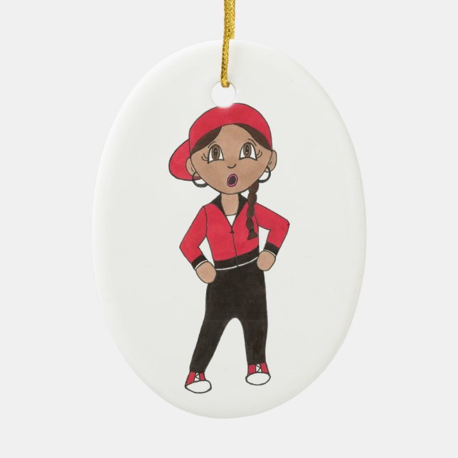 Hip Hop Dance Teacher Hiphop Breakdancing Recital Ceramic Tree Decoration (Front)
