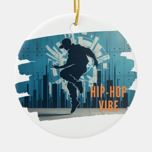 Hip-hop dancer graffiti  ceramic tree decoration (Front)