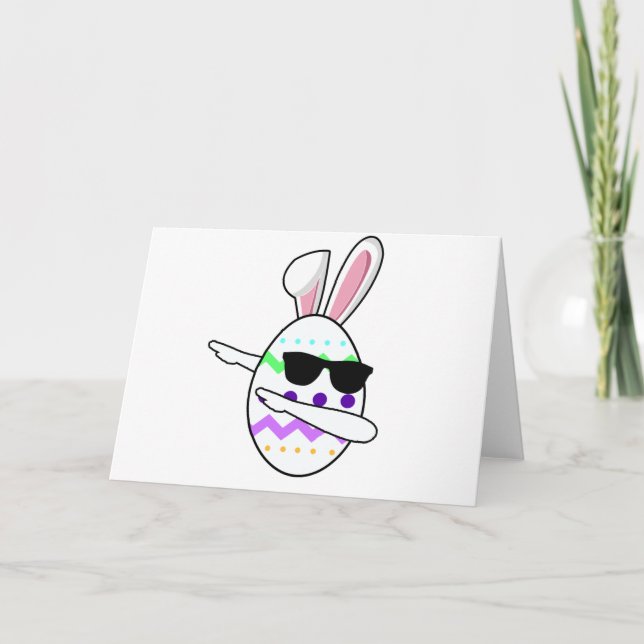 Hip Hop Dancing Egg Bunny Easter Kids Adult Holiday Card (Front)