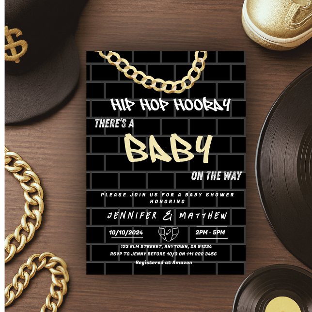 Hip Hop Diaper Party Dad Coed Urban Baby Shower Invitation (Hip Hop Diaper Party Dad Coed Urban Baby Shower Invitation)