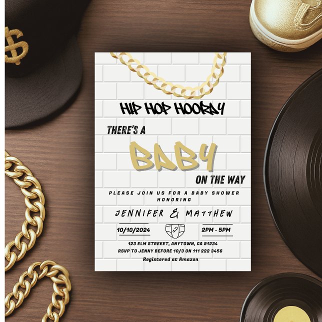 Hip Hop Diaper Party Dad Coed Urban Baby Shower Invitation (Hip Hop Diaper Party Dad Coed Urban Baby Shower Invitation)