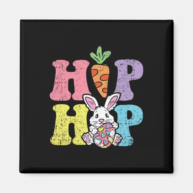 Hip Hop Easter Bunny Egg Hunting Rabbit Spring  Magnet (Front)