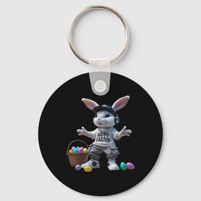 Hip-hop Easter Bunny  Key Ring (Front)