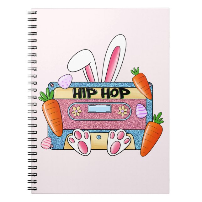 Hip-Hop Easter Bunny Mixtape – Retro Cassette Notebook (Front)