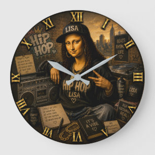 Hip Hop Funny Mona Lisa Urban Music Gift Large Clock