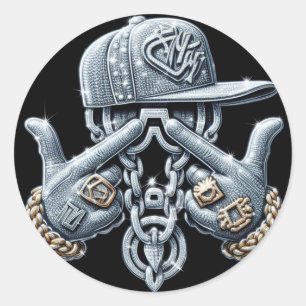 Hip Hop Gangster bling Rapper Classic Round Sticker