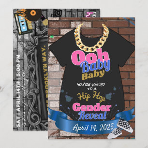 Hip Hop Gender Reveal Pink & Blue Invitations