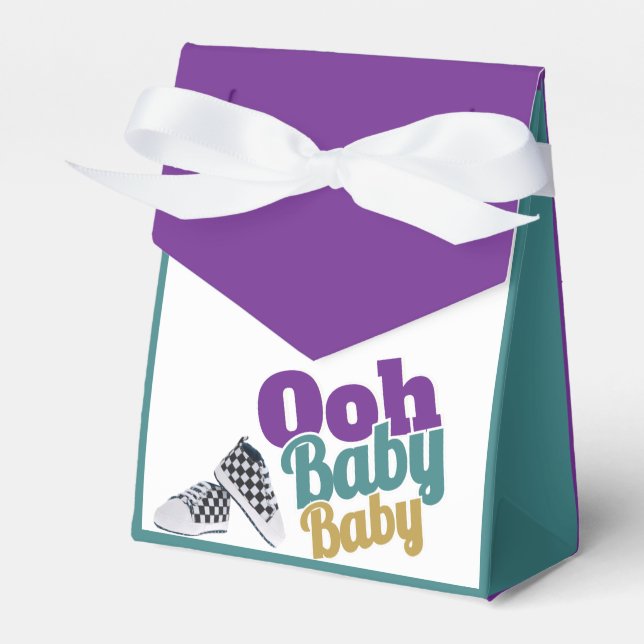 Hip Hop Gender Reveal Tent Favours Purple & Teal Favour Box (Front Side)