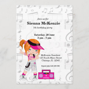Hip hop girl invitation