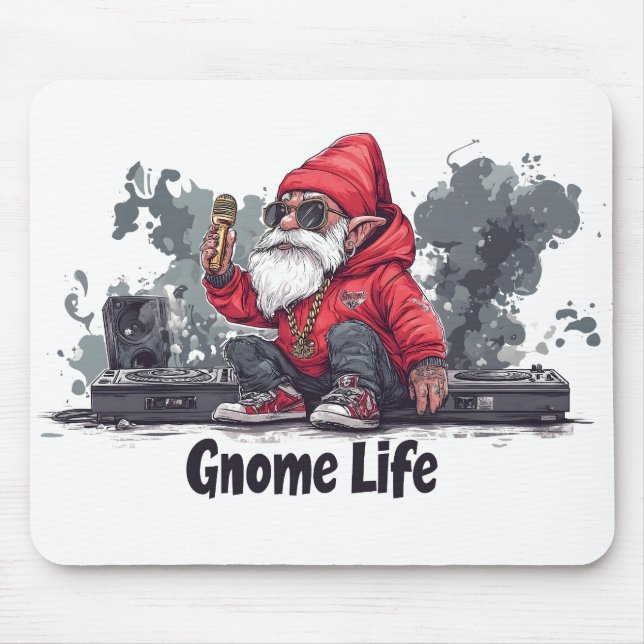 Hip Hop Gnome Illustration - Gnome Life Mouse Pad (Front)