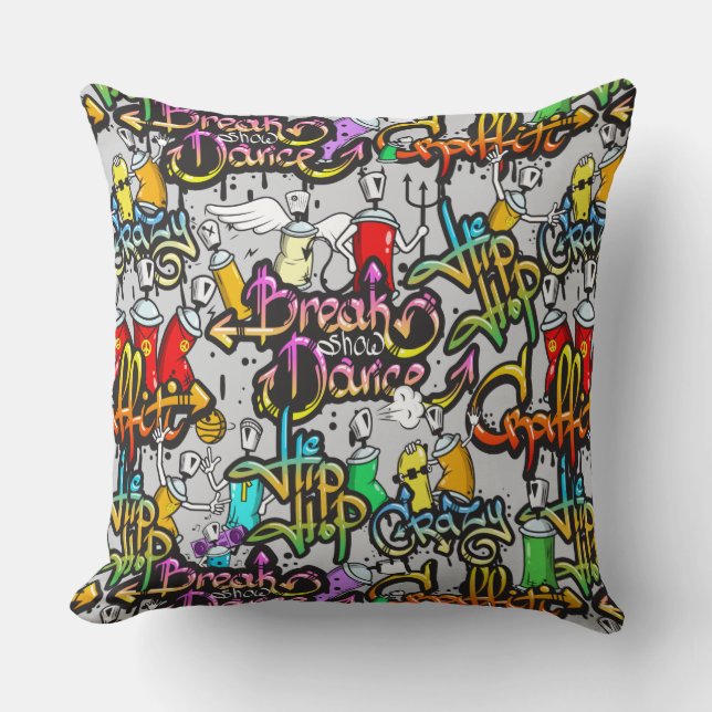Hip Hop Graffiti throw pillows (Front)