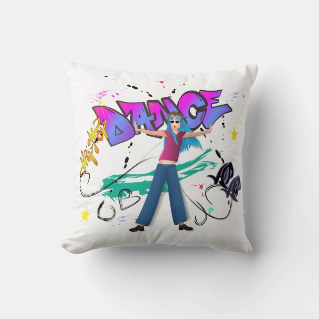 Hip Hop Grafitti Girl Cushion (Front)