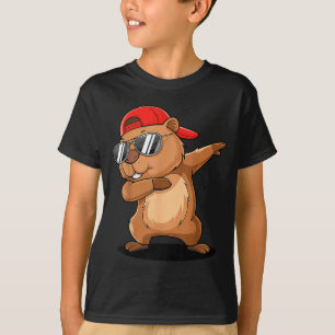 Hip Hop Groundhog Dabbing With Backwards Cap Groun T-Shirt