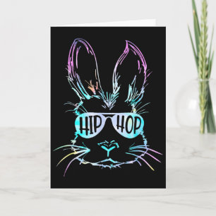 Hip Hop Happy Easter Bunny Face With Sungles Men B Card