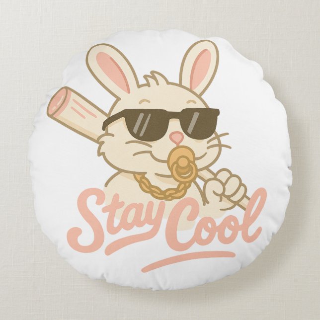  Hip Hop Hare Round Cushion (Front)