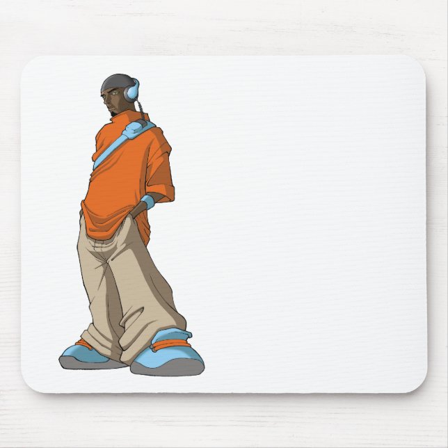 Hip Hop Headphone Man Mouse Pad (Front)