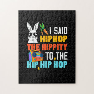 Hip Hop Hippity Funny Easter Bunny Boys Girls Kids Jigsaw Puzzle