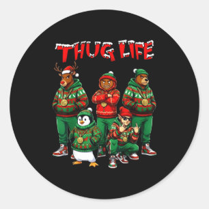 Hip Hop Holiday Crew - Ugly Christmas Sweater Rap Classic Round Sticker