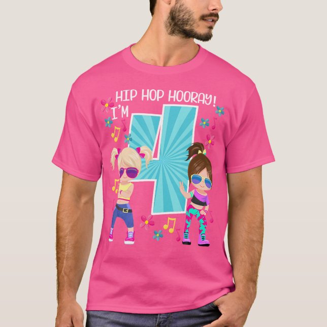 Hip Hop Hooray I'M 4 Birthday Hip-Hop Kids Dance M T-Shirt (Front)
