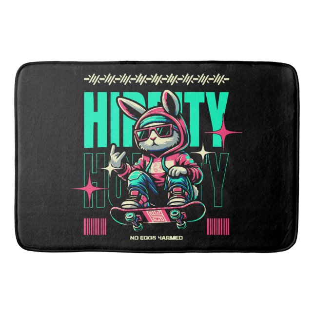 Hip-Hop Hoppity - Skater Bunny Easter Bath Mat (Front)