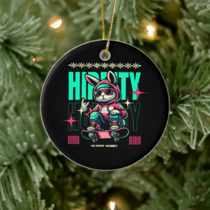 Hip-Hop Hoppity - Skater Bunny Easter Ceramic Tree Decoration
