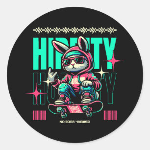 Hip-Hop Hoppity - Skater Bunny Easter Classic Round Sticker