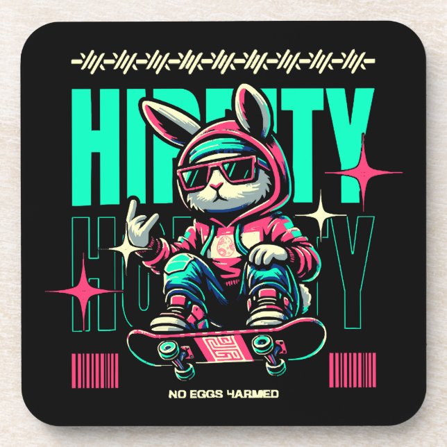 Hip-Hop Hoppity - Skater Bunny Easter Coaster (Front)