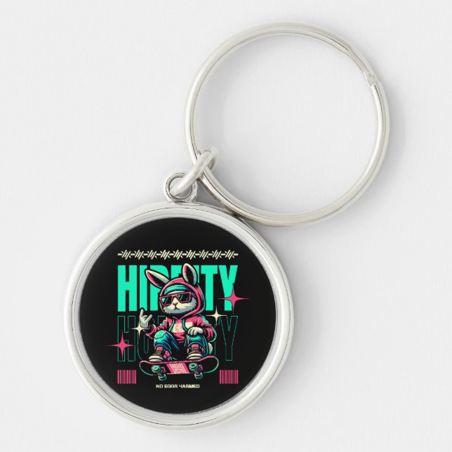 Hip-Hop Hoppity - Skater Bunny Easter Key Ring (Front)