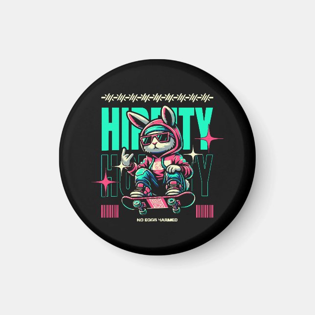 Hip-Hop Hoppity - Skater Bunny Easter Magnet (Front)