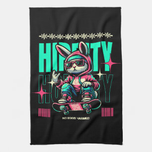 Hip-Hop Hoppity - Skater Bunny Easter Tea Towel
