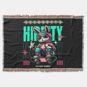 Hip-Hop Hoppity - Skater Bunny Easter Throw Blanket