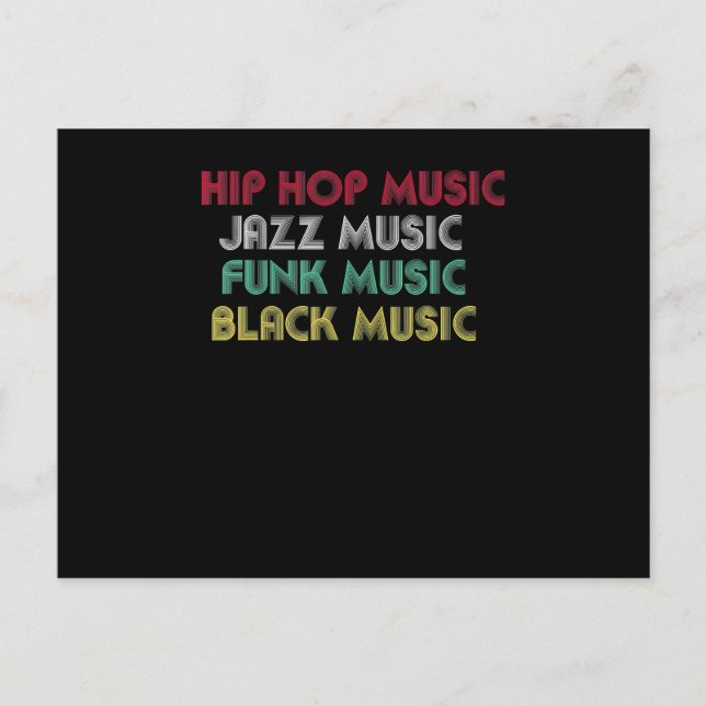 Hip Hop Jazz Funk Black Music - Musical Creative Postcard (Front)