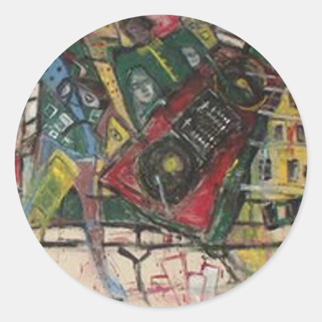 HIP HOP MURAL CLASSIC ROUND STICKER (Front)