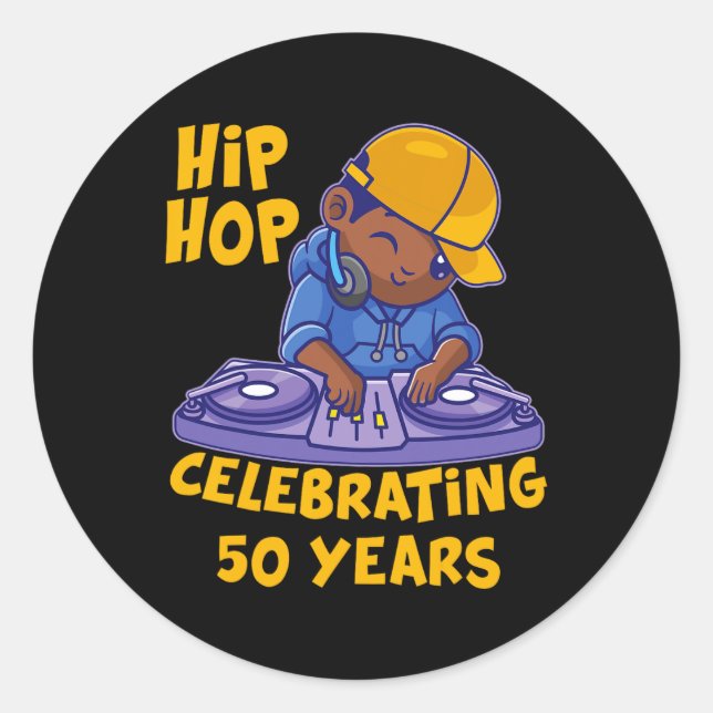 Hip Hop Music 50th Anniversary Black History Dj Da Classic Round Sticker (Front)