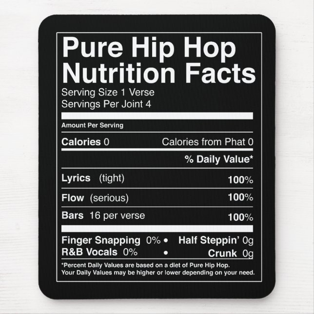 Hip Hop Nutrition Facts Mouse Pad (Front)