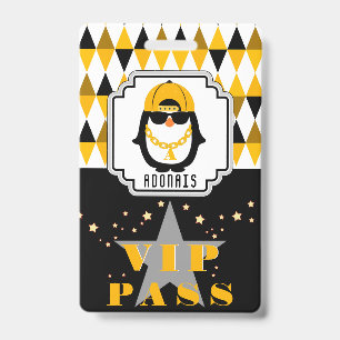 Hip Hop Penguin Cool Kid Photo VIP Pass  ID Badge