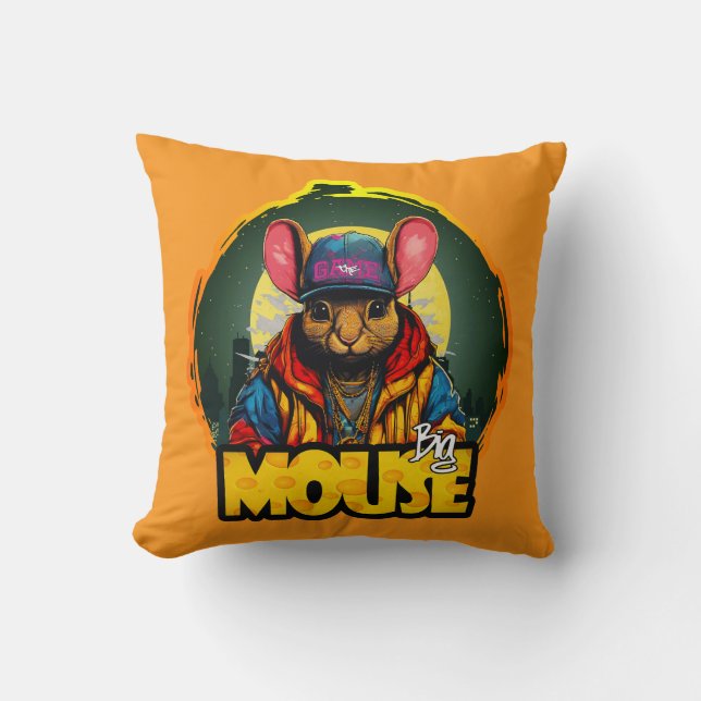 Hip Hop Print - Big mouse - Throw Pillow (Front)
