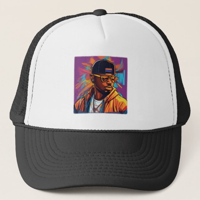 Hip Hop Print - Street graffiti art - Trucker Hat (Front)