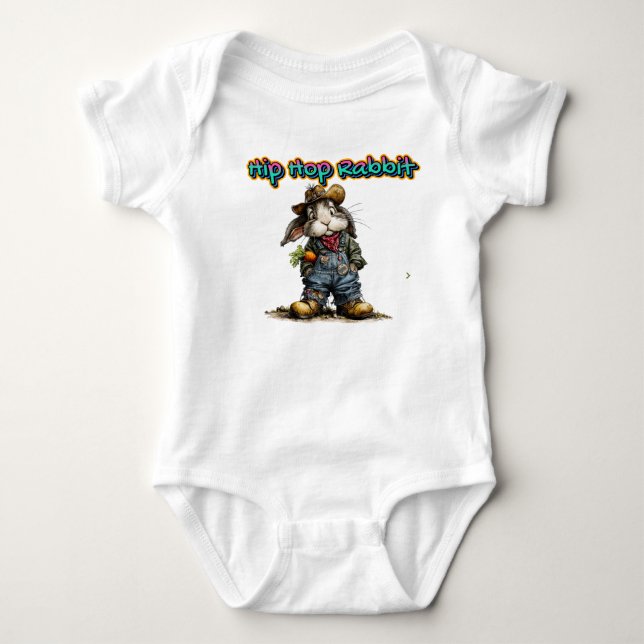 Hip Hop Rabbit  Baby Bodysuit (Front)
