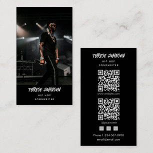 Hip Hop Rapper Songwriter Signer Photo QR Code Business Card