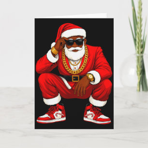 Hip Hop Santa African American Men Christmas Squad Card