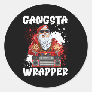 Hip Hop Santa Claus Gangster Christmas Gangsta Wra Classic Round Sticker