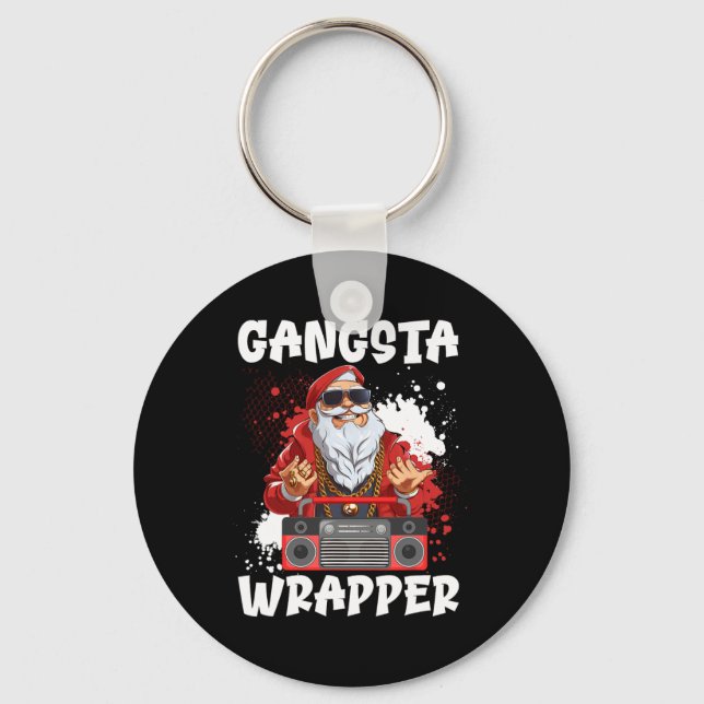Hip Hop Santa Claus Gangster Christmas Gangsta Wra Key Ring (Front)