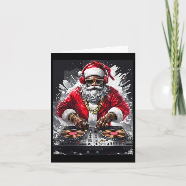 Hip Hop Santa Dj Christmas  Card (Front)