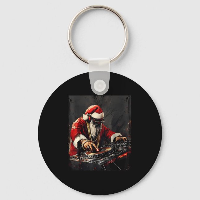 Hip Hop Santa Dj Christmas  Key Ring (Front)