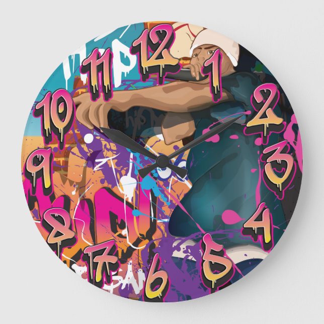 Hip Hop Singer Large Clock (Front)