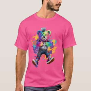 Hip-Hop Teddy-Bear Colourful TeddyBear Graphic T-Shirt
