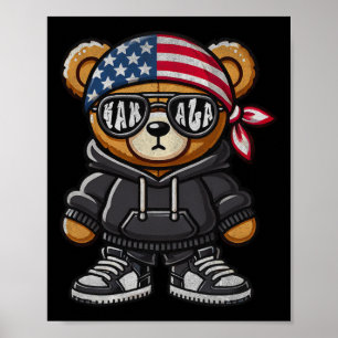 Hip Hop Teddy Bear Kamala Harris For President 202 Poster