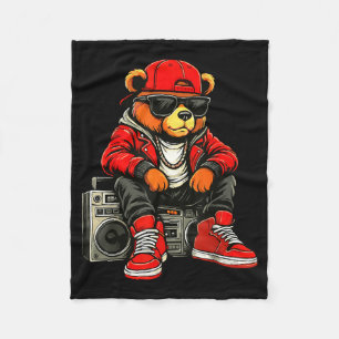 Hip Hop Teddy Bear Rap Music  Fleece Blanket